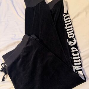 Juicy Couture Black Label Black Velour Pants with Gold Logo Tag